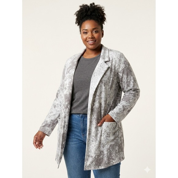 LuLaRoe Jackets & Blazers - Lularoe Gwen Blazer Jacket Plus Size 2XL Gray Snakeskin‎ Print Long Pockets